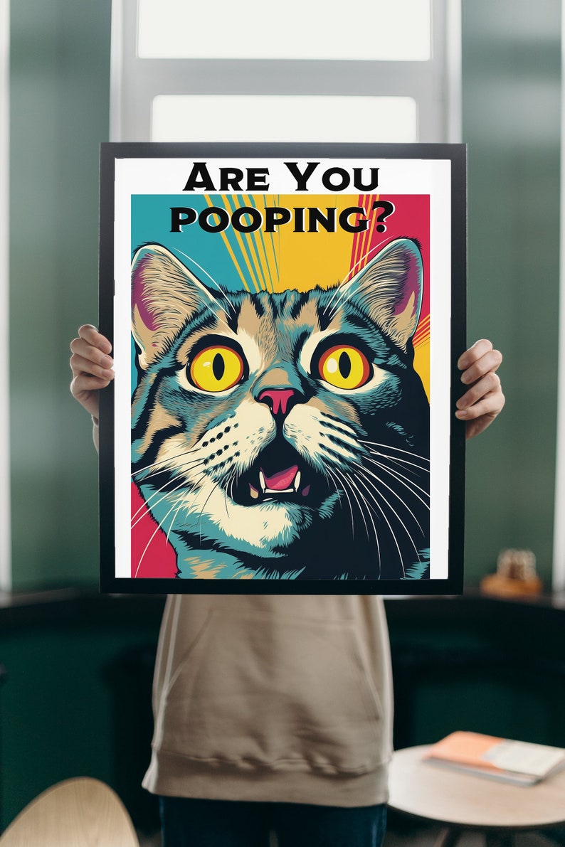 Are You Pooping, Bathroom Sign, Funny Print, Cat Print, Funny Bathroom ...