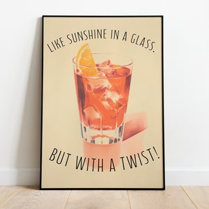 Retro Negroni Print, Cocktail Poster Print, Alcohol, Retro Cocktail Print, Cocktail Gift, Bartender Gifts