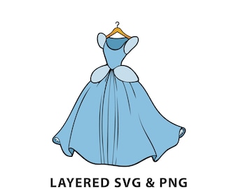 Princess Dress - SVG PNG file instant digital download - blue - Wardrobe