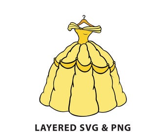 Princess Dress - SVG PNG file instant digital download - yellow - Wardrobe