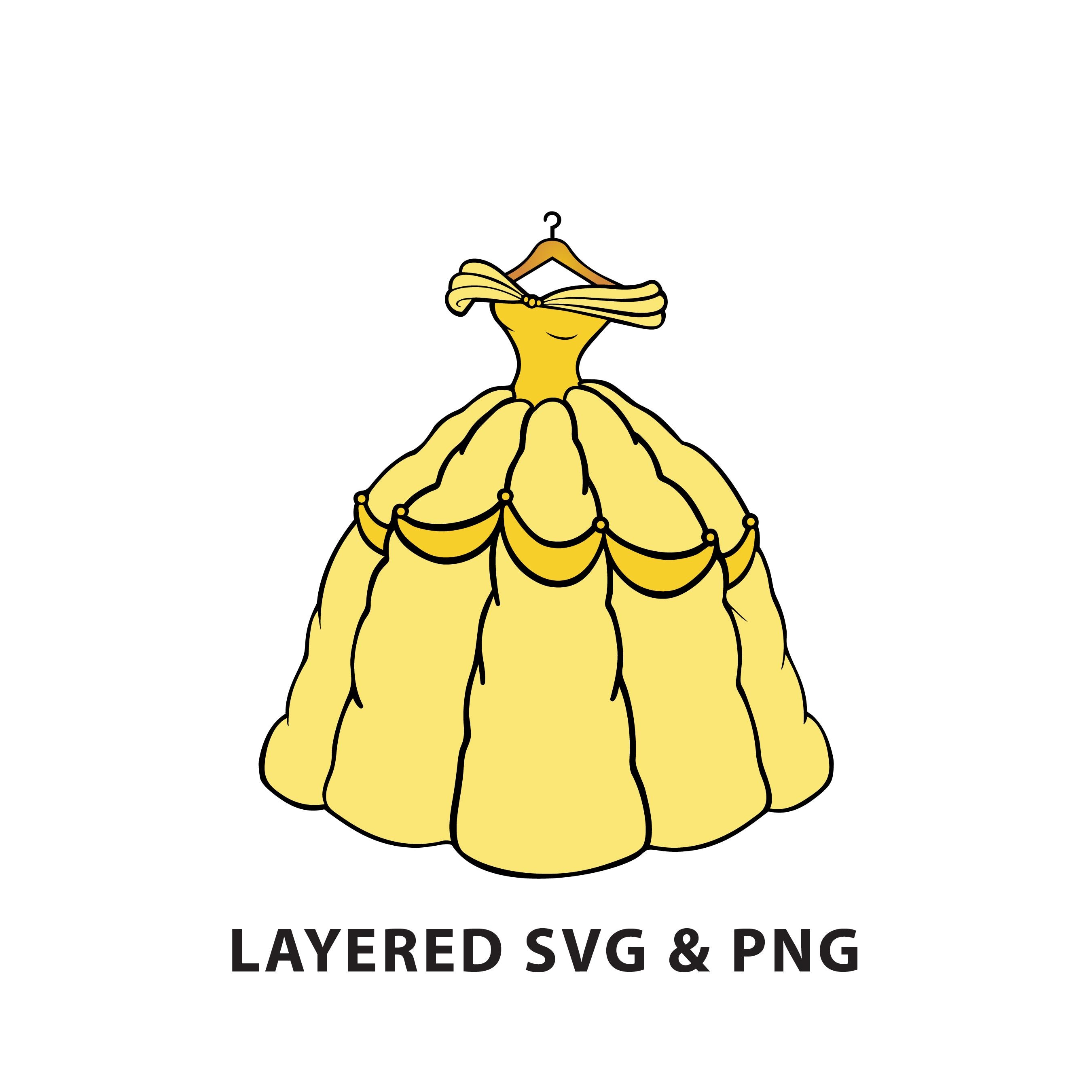 Princess Dress - SVG PNG File Instant Digital Download - Yellow - Wardrobe  - Etsy