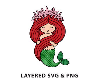 Mermaid - SVG PNG file instant digital download - Sea - Nature
