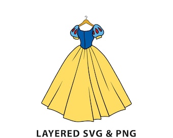 Princess Dress - SVG PNG file instant digital download - yellow - Wardrobe
