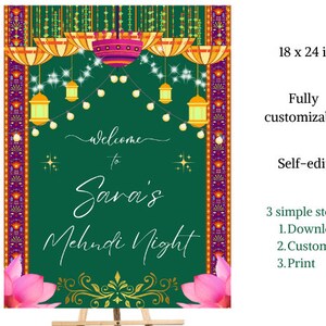 Mehndi Bienvenido Decoración Cartel Paraguas Cartel Fiesta Musulmana India