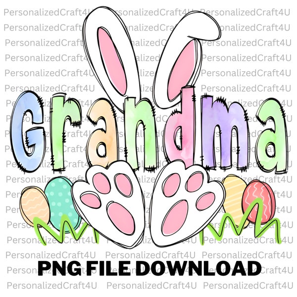 Personalized Easter Rabbit Sweatshirt Gift For Grandma, SVG, PNG, Digital Download, PNG File