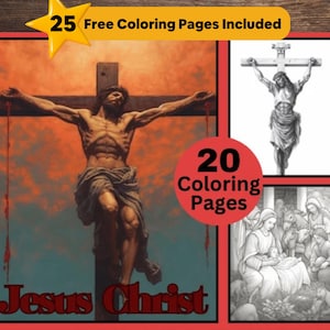 20 Jesus Christ Coloring Pages, Jesus Coloring Pages, Christian, Grayscale coloring, Coloring for Kids and Adults, PDF Instant Download