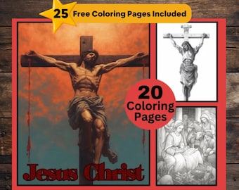 20 Jezus Christus kleurplaten, Jezus kleurplaten, Christelijk, grijswaarden kleuren, kleuren voor kinderen en volwassenen, PDF Instant Download