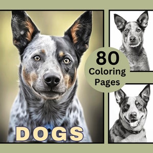 80 Dogs Coloring Pages, Pets Coloring Book, Grayscale coloring, Coloring for Kids and Adults, Animals Coloring Book, Instant Download, PDF