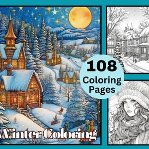 108 Winter Malbücher, Malbücher, Schneeflocken, Malbücher, Schneeflocken, Malbücher, Schneeflocken für Kinder und Erwachsene, PDF Instant Download