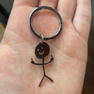 Stick Person w/ Middle Finger Keychain | Funny | Keychain |