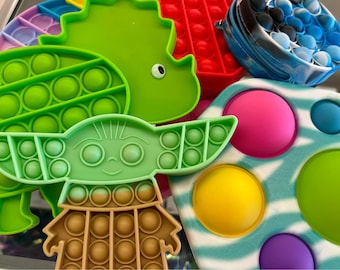 Variety of Fidget Pop Its, Toys, Stress, Dino, yoda, large, small, kids, teens, adults