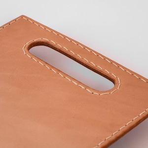 Hand Sewn Leather Rectangle Trivet with Handle