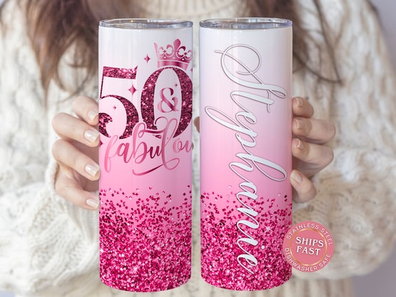 50 and Fabulous Birthday Tumbler Personalized 50th Birthday Cup Gifts, 50th Gift For Her, 50 Happy Birthday Gift, 50th Birthday Travel Cup