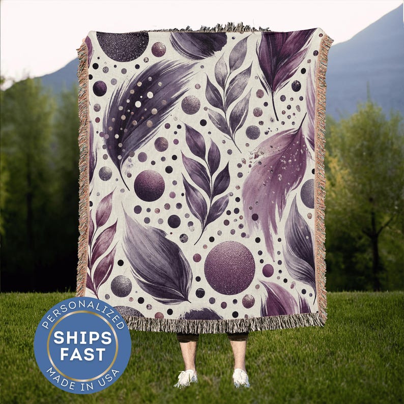 Feather Pattern Throw Bohemian Style Living Room Accent Decorative