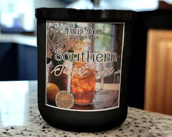 Southern Sweet Tea 13.5oz 2 wick scented candles | glass jar with metal lids | lemon drink scent candle  Hand-poured small batch candle