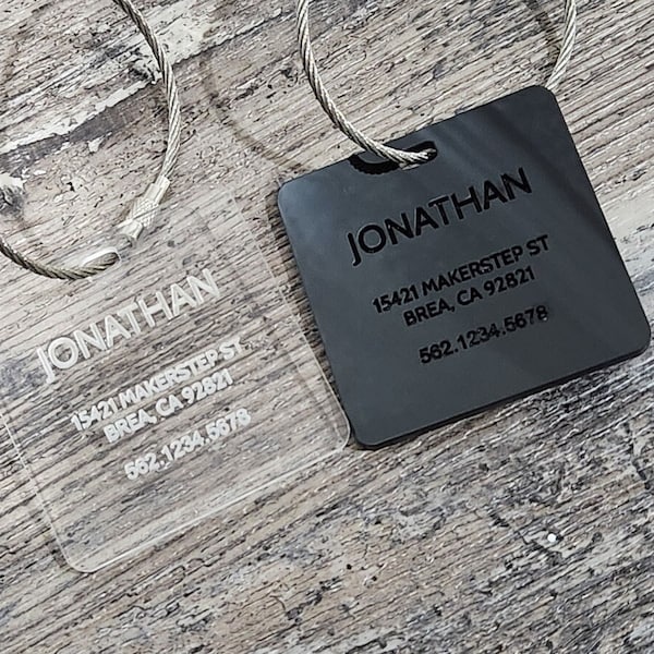 Luggage Tags Personalized Custom Tags  1/8" / Backpack tag / Lunch bag tag / Address tag /  Travel Tag / Name Tag / Custom Luggage Tag