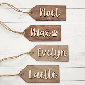 Personalized Christmas Stocking Tags, 3D Wooden Name Tag, Custom Stocking Tags Wood, Christmas Gift Tags Keepsake Stocking Tag