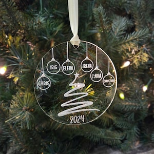 Personalized Acrylic Family Christmas Ornament, Acrylic Ornament, Custom Family Ornaments, Keepsake gift, Holiday Decor, Pet Ornament 2024