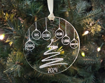 Personalized Family Christmas Ornament: Engraved Acrylic Keepsake