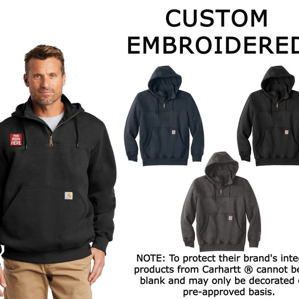 Custom Embroidered Carhartt ® Rain Defender ® Paxton Heavyweight Hooded Zip Mock Sweatshirt , your text, logo or art embroidered