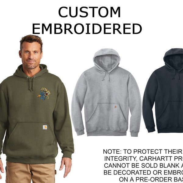 Custom Embroidered Carhartt ® Midweight Hooded Sweatshirt, your text, logo or art embroidered, "No Digitizing Fee"