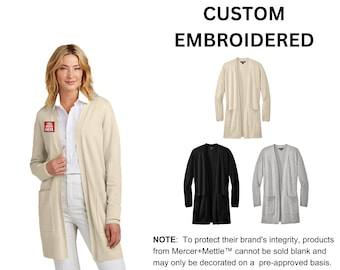 Custom Embroidered Mercer+Mettle™ Women’s Open-Front Cardigan Sweater, your text, logo or art embroidered, "No Digitizing Fee"
