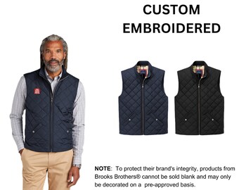 Custom Embroidered Brooks Brothers® Quilted Vest, your text, logo or art embroidered, "No Digitizing Fee"