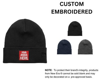 Custom Embroidered New Era ® Recycled Cuff Beanie, your text, logo or art embroidered, "No Digitizing Fee"