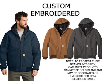 Custom Embroidered Carhartt ® Quilted-Flannel-Lined Duck Active Jac, your text, logo or art, embroidered, "No Digitizing Fee"