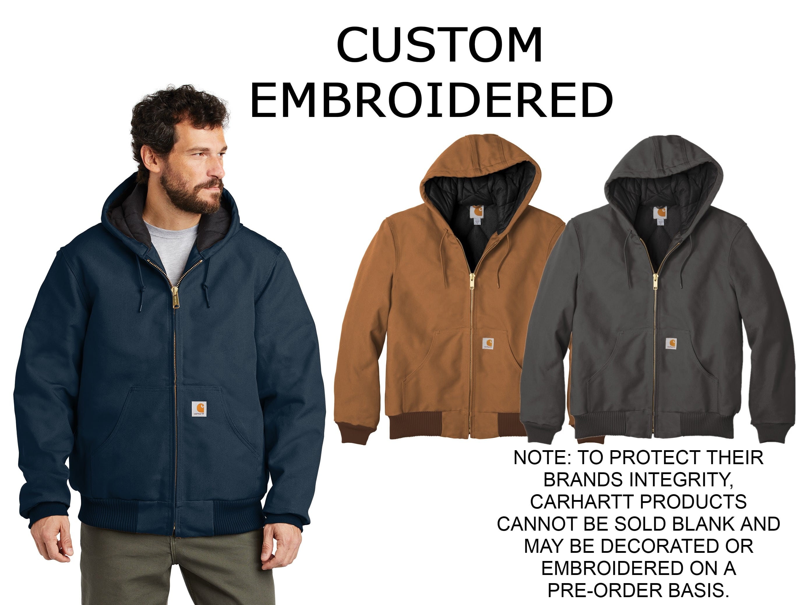 Carhartt jacket deals custom embroidery