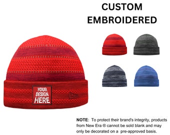 Custom Embroidered New Era ®  On-Field Knit Beanie, your text, logo or art embroidered, "No Digitizing Fee"