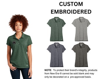 Custom Embroidered New Era ® Ladies Slub Twist Polo, your text, logo or art embroidered, "No Digitizing Fee"