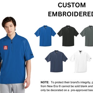 Custom Embroidered New Era ® Cage Short Sleeve 1/4-Zip Jacket, your text, logo or art embroidered, No Digitizing Fee image 1