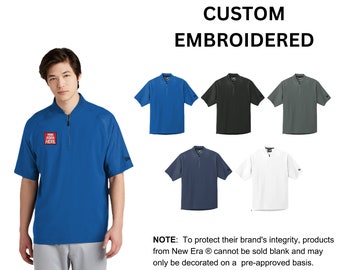 Custom Embroidered New Era ® Cage Short Sleeve 1/4-Zip Jacket, your text, logo or art embroidered, "No Digitizing Fee"