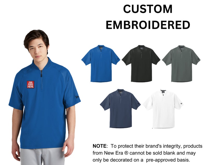 Custom Embroidered New Era ® Cage Short Sleeve 1/4-Zip Jacket, your text, logo or art embroidered, No Digitizing Fee image 1