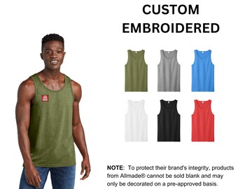 Custom Embroidered Allmade® Unisex Tri-Blend Tank, your text, logo or art embroidered, "No Digitizing Fee"