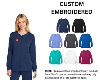 Custom Embroidered Wink™ Women’s Premiere Flex™ Full-Zip Scrub Jacket, your text, logo or art embroidered, "No Digitizing Fee"
