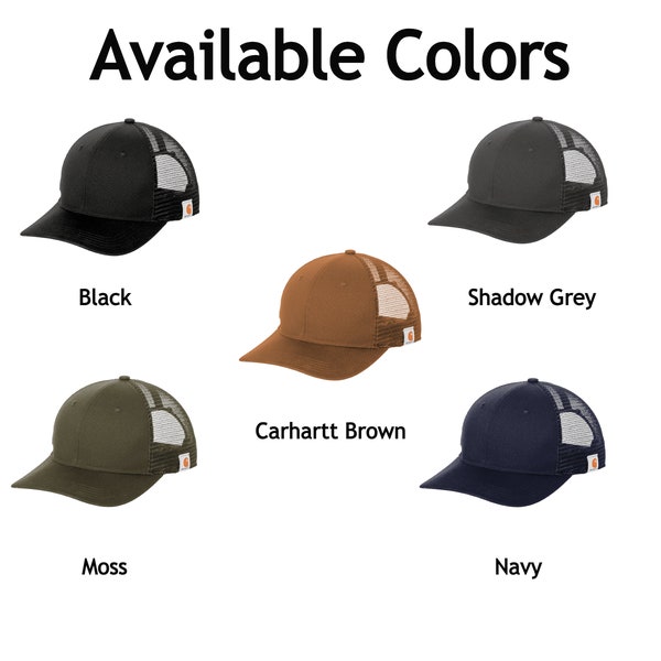 Custom Embroidered Carhartt ® Canvas Mesh Back Cap, your text, art or logo embroidered. "No Digitizing Fee"