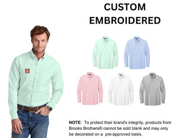 Custom Embroidered Brooks Brothers® Casual Oxford Cloth Shirt, your text, logo or art embroidered, "No Digitizing Fee"