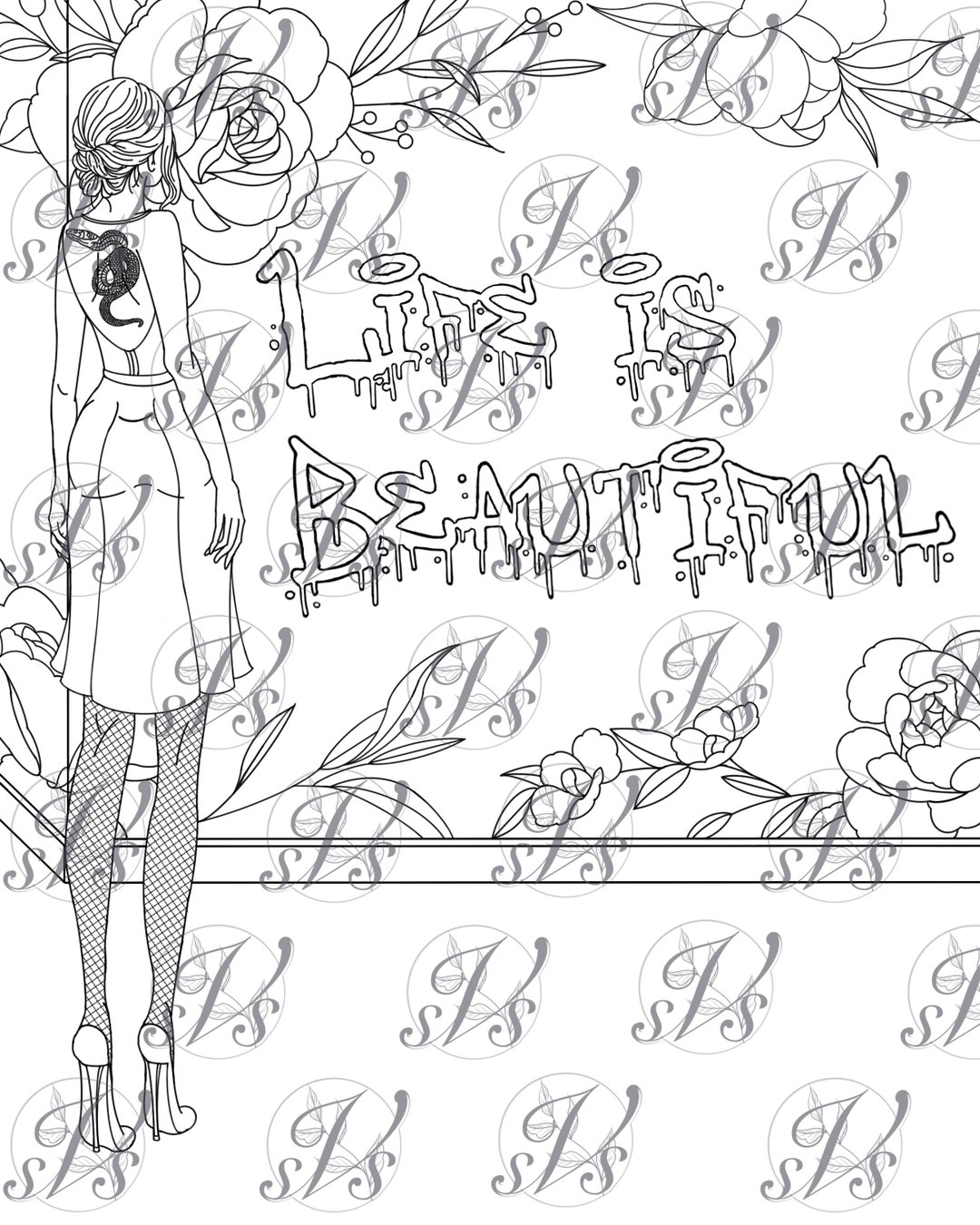 Adult Coloring Page. Writing on the Wall - Etsy