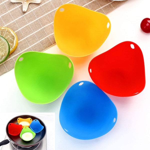 4 Pack  Silicone Egg Poacher Cup,BPA Free Egg Poacher,Egg Poacher Cup for Microwave,With Extra Oil Brush,Kitchen Gagets,Home supplies,