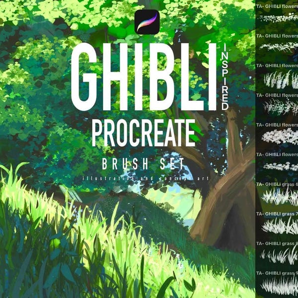 Ghibli-inspiriertes Pinselset: Naturlandschaftspinsel für Procreate (Digitaler Download)