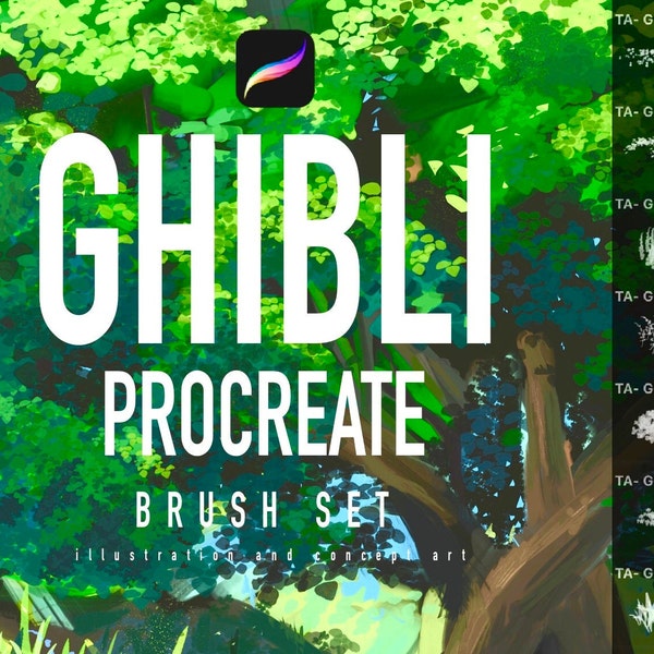 Cute Ghibli Brush pack for Procreate& Photoshop art background brush set painting/sketching/nature/landscape/environment