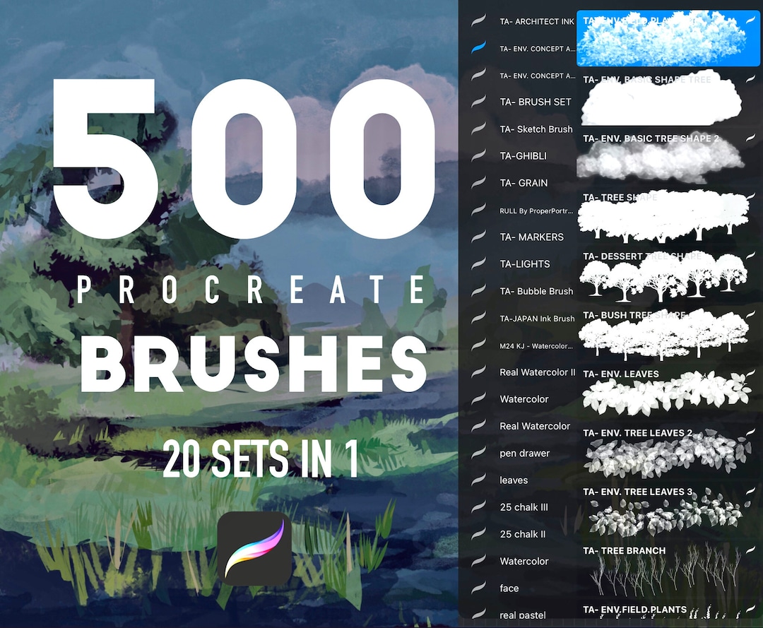 500+ Ghibli Inspired Procreate Brushes: Landscape Painting Set (digital ...