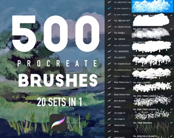 500+ Ghibli Inspired Procreate Brushes: Landscape Painting Set (Digital Download)