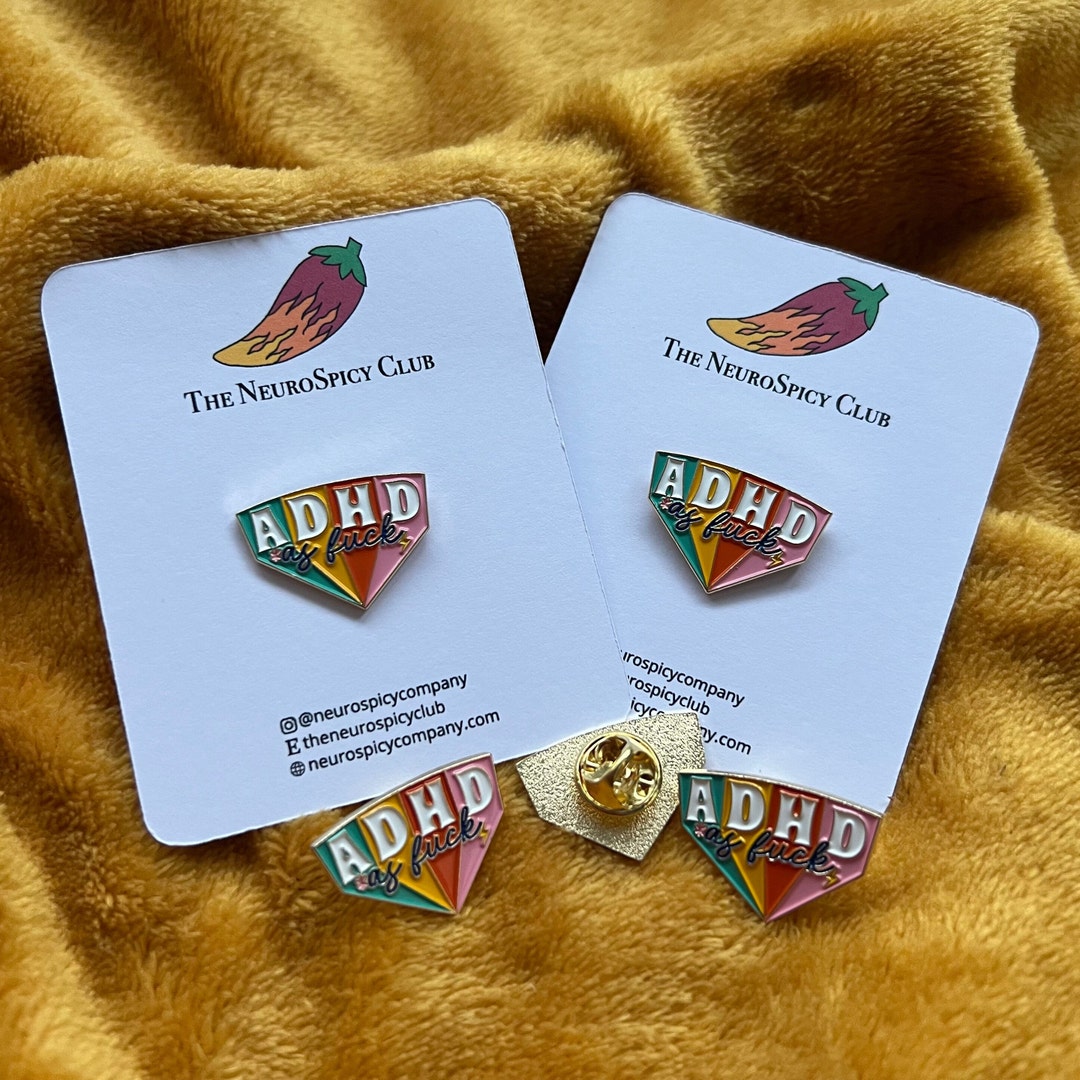 ADHD as F*ck Enamel Pin | Neurodivergent Pride Badge - Etsy