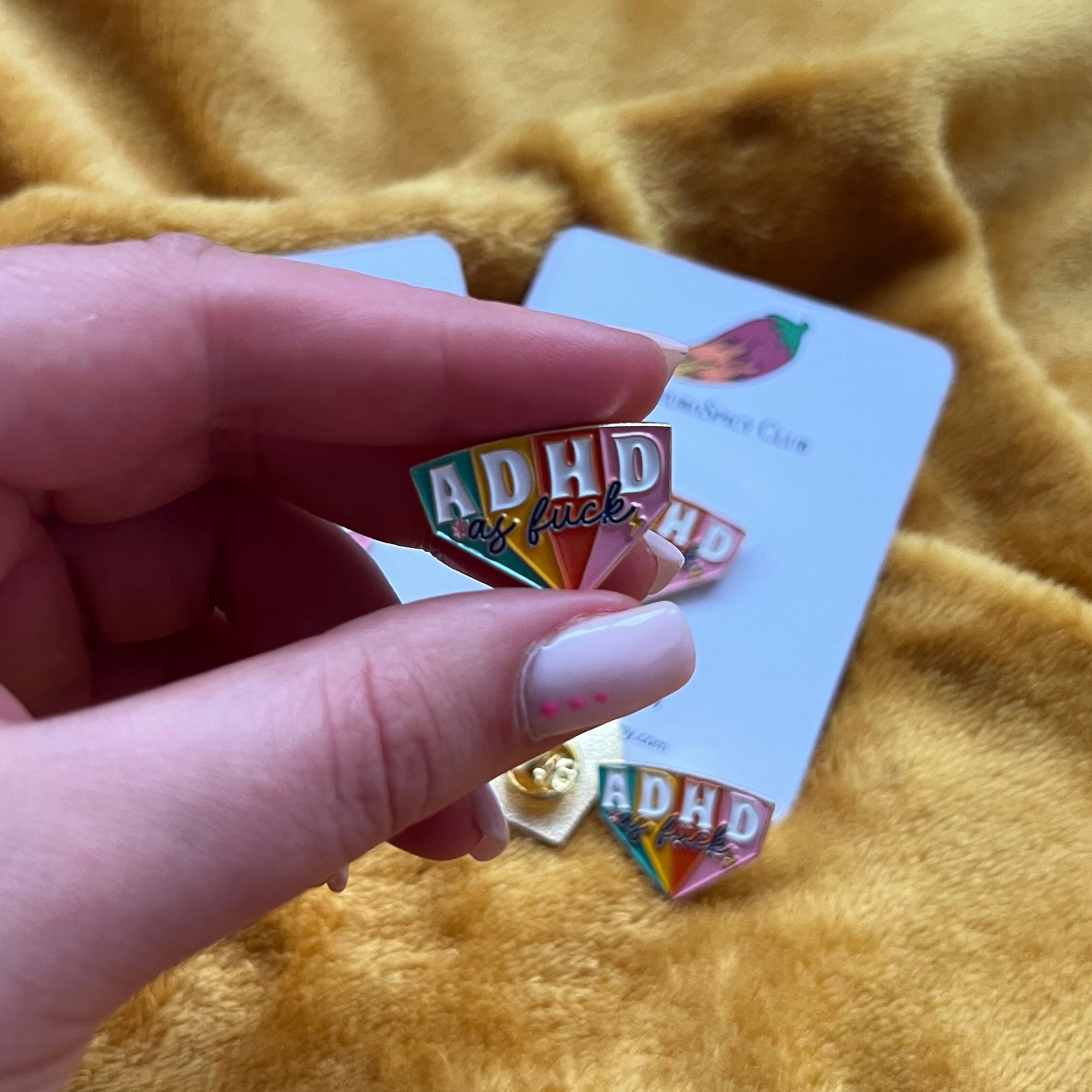 ADHD as F*ck Enamel Pin | Neurodivergent Pride Badge - Etsy