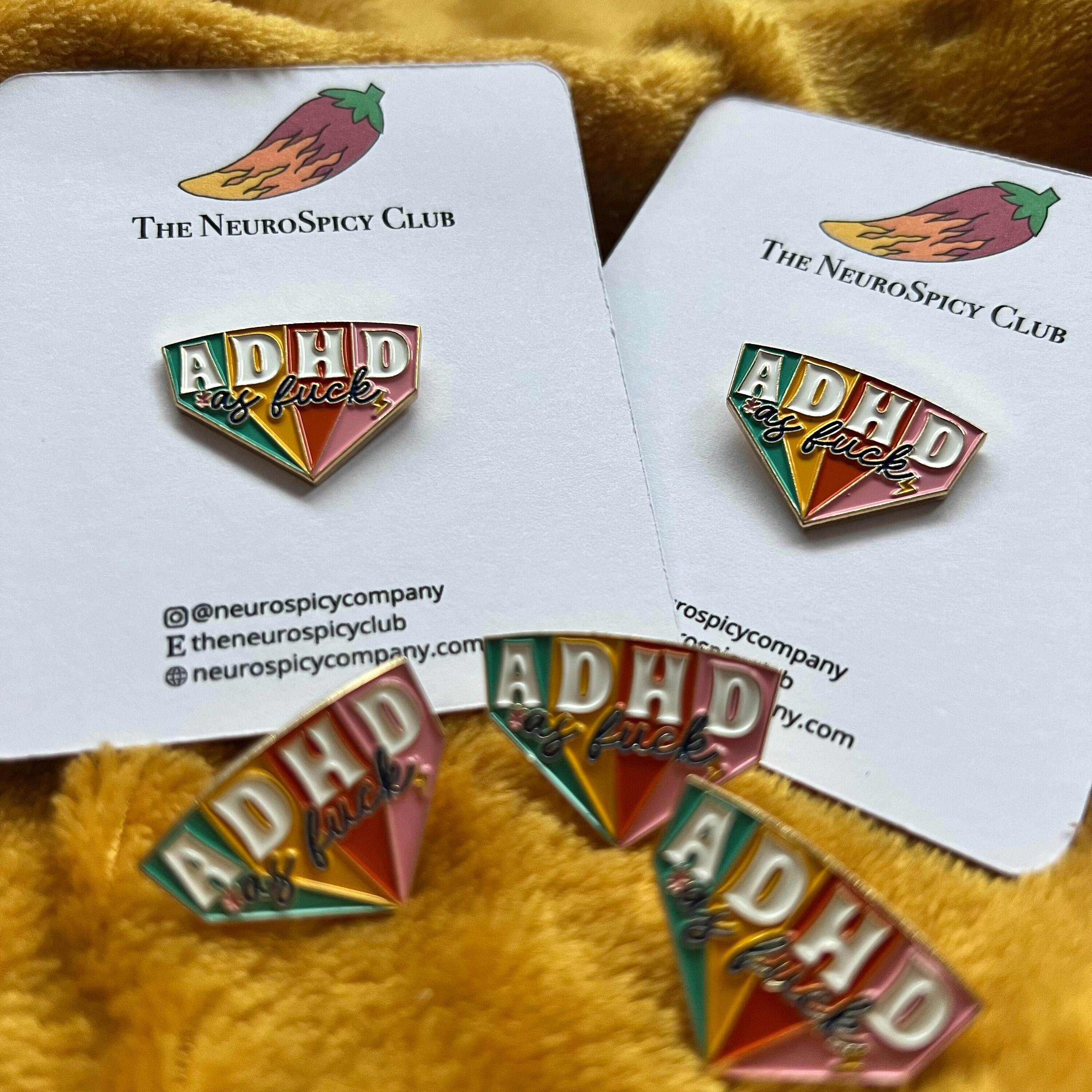 ADHD as F*ck Enamel Pin | Neurodivergent Pride Badge - Etsy