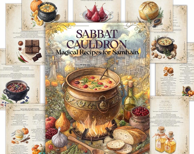 Featured listing image: The Sabbat Cauldron: Magical Recipes for Samhain – Printable Witch’s Cookbook