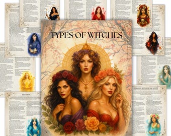 Páginas del Grimorio de 56 Tipos de Brujas: Libro de las Sombras de la Wicca (Descarga digital)